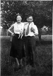 Mary Sohn and man in park