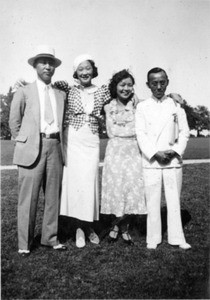 Hahn Chang-Ho, Mary Sohn, Soon Bohk Hur and another man in park