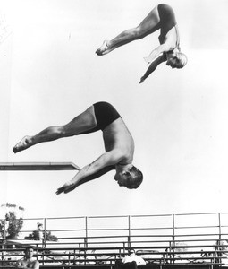 Sammy Lee and Pat McCormick in mid dive