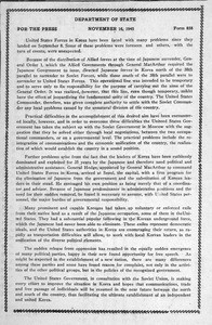 Press Release headed "Department of State; For the Press; November 16, 1945; Form 858