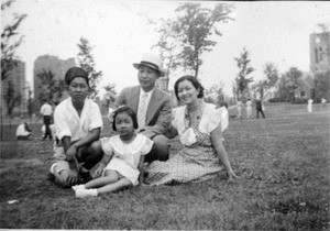 Hahn Jang Ho, Soon Bohk Hur, Richard and Selma Hahn in park
