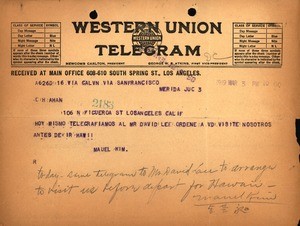 Telegrams to the Korean National Association (San Francisco), March-June 1919