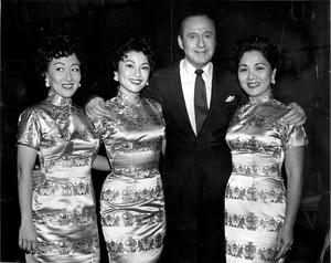 Florence Ahn and 2 other women with Jack Benny