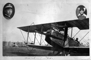 Hahn Chang-Ho in plane, Redwood City, with insets 4/1920