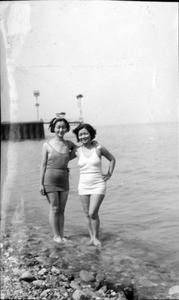 Sunda and Soon Bohk Hur bathing suits, at beach