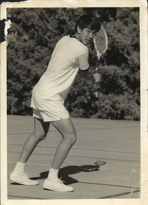 Lee DeYoung playing tennis, 1967