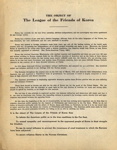 League of the Friends of Korea. Documents and correspondence, 1919-1920