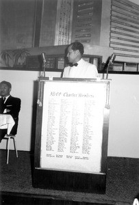 Edward Paik at podium, American Korean Civic Organization banquet