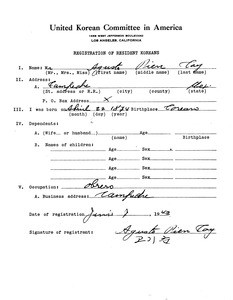 Kungminhoe. Registration of Koreans in Mexico. 1942