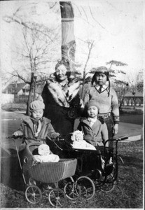 Soon Bohk Hur, Richard S. Hahn (helmet), Selma Hahn and another girl