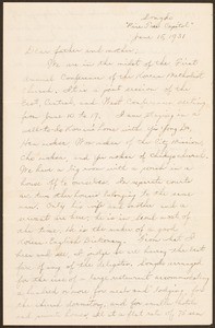 V.W. Peters, letter, 1931.6.15, Songdo, Korea, to Father and Mother, Rosemead, California, USA