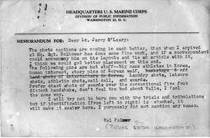 Hal Palmer to Lt. Jerry O'Leary regarding Martin Bolhower photographs