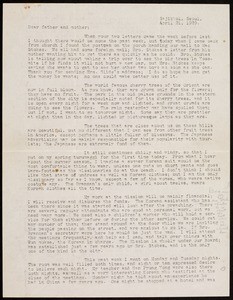 V.W. Peters, letter, 1929.4.21, Sajikol, Seoul, Korea, to Father and Mother, Rosemead, California, USA