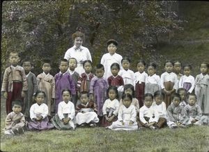 Group portrait of students, Korea