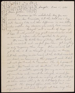 V.W. Peters, letter, 1940.11.11, Songdo, Korea, to Father, Rosemead, California, USA