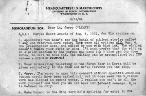 Major Hampton to Lt. Jerry O'Leary regarding Martin Bolhower photographs