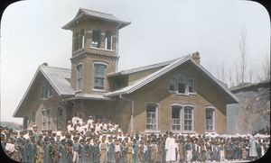 A church and a crowd, Korea