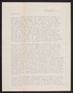 V.W. Peters, letter, 1939.10.23, Kimhwa, Korea, to Father, Rosemead, California, USA