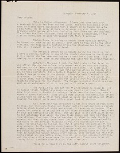 V.W. Peters, letter, 1935.11.4, Songdo, Korea, to Father, Rosemead, California, USA