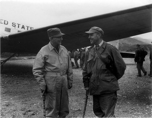 General Gerald C. Thomas and James Van Fleet with the 8th Army in Korea