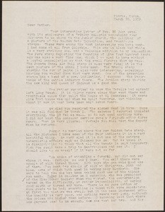 V.W. Peters, letter, 1939.3.20, Kimhwa, Korea, to Father, Rosemead, California, USA