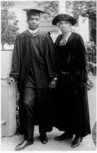 Bert McDonald and mother Mrs. Watson McDonald at University of Southern California Law graduation, June 1924