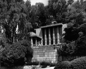 Exterior view of the Storer House, West Hollywood (previously Sherman), 1923