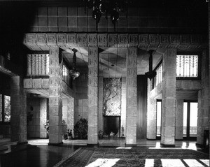 Interior view of the Ennis-Brown House, Los Angeles, 1923-1924