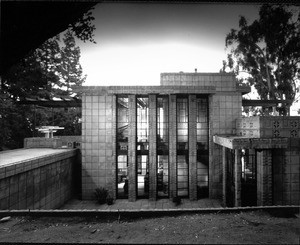 Exterior view of the Storer House, West Hollywood (previously Sherman), 1923