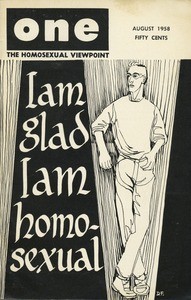 Cover of August 1958 issue of "One magazine, the homosexual viewpoint"