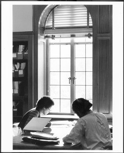 Students studying in the Periodicals Reading Room in Doheny Memorial Library, ca.1960s