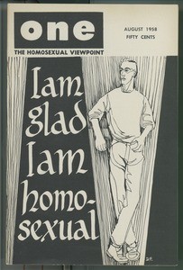 Cover of August 1958 issue of "One magazine, the homosexual viewpoint"