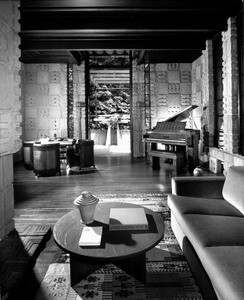 Interior view of the Storer House, West Hollywood (previously Sherman), 1923