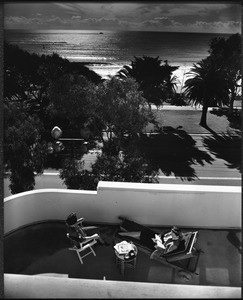 A view from the Shangri-La Hotel's terrace, Santa Monica, ca.1940