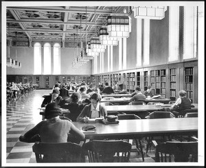 Students studying in the Reading Room in Doheny Memorial Library, ca.1950s