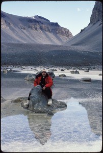 Ron Podmilsak at Don Juan Pond, Antarctica, 1980