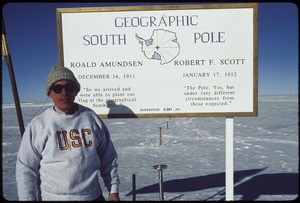 Close-up of Cornelius Sullivan at the geographic South Pole, 1996