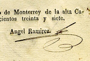 Signature of Angel Ramirez, 1836