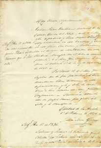Petition of Julian Isaco Guilliams to establish residency, 1836