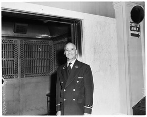 Award to elevator starter in Hall of Records, 1955