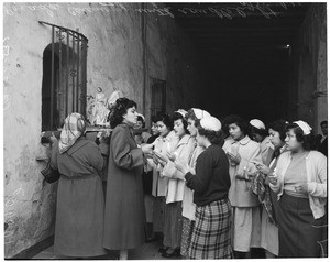 San Fernando Christmas Posada at Mission, 1953