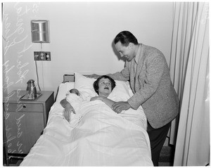 New Year baby born in Santa Monica at St. John's Hospital at midnight plus 30 seconds, 1955