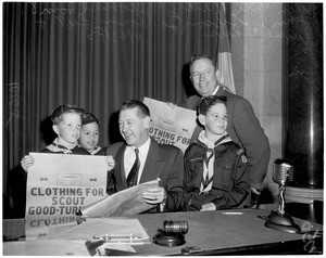 Cub Scouts visit City Council, 1953