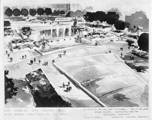 Los Angeles Civic Center Mall, block between Grand Avenue and Hill Street, 1956