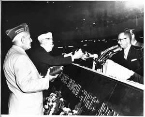 Flags presentation ceremony at Los Angeles Memorial Sports Arena, 1959