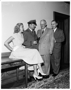 $100,000.00 pearl gown at Bullock's downtown (Damon Runyon Memorial Fund), 1952