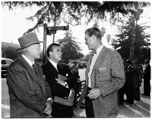 Sterling Hayden on location in Santa Monica for "Skid Row", 1951