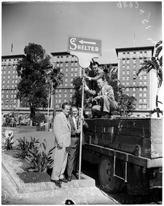 Civil defense at Pershing Square garage, 1953