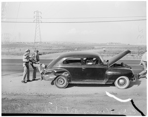 California Highway Patrol traffic road check, 1952