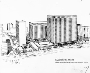 Drawing of California Mart, between 9th, Olympic, Main & Los Angeles St., 1961